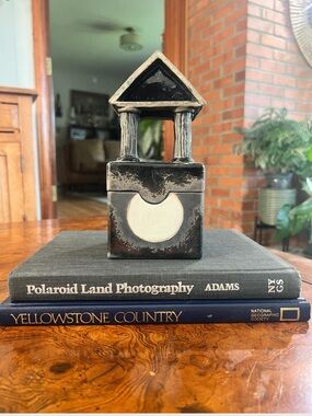 Raku pottery Black Ceramic Decorative Box with Pedestal Accent